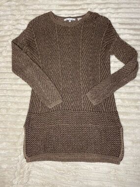 eight eight eight Brown Cable Knit Pullover Sweater Tunic